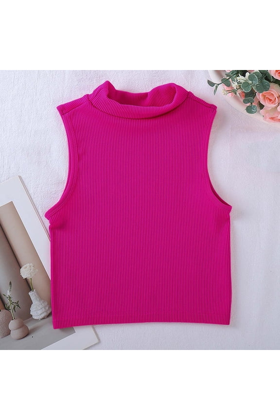 Tank Top for Women Mock Neck Sleeveless Slim Fit Ribbed Knit Shell Top Casual Basic High Neck Undershirt Stretchy Lightweight Chic Minimalism Layering Daily Tops
