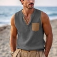 thumbnail image 1 of Xdegoge Tank Tops Men Sleeveless Button V Neck Top Linen Breathable Cooling Work Shirt Casual Color Block Lightweight Summer Shirts, 1 of 7
