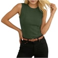 thumbnail image 1 of Xdegoge Tank Tops for Women Crewneck Sleeveless Casual Everyday Wear Slim Fit Solid Ribbed Pattern Soft Lightweight Stretchy Summer Spring Tops, 1 of 7