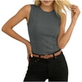 thumbnail image 1 of Xdegoge Tank Tops for Women Crewneck Sleeveless Casual Everyday Wear Slim Fit Solid Ribbed Pattern Soft Lightweight Stretchy Summer Spring Tops, 1 of 7