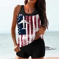 thumbnail image 1 of Xdegoge Tankini Sets for Women Scoop Neck Boy Shorts Two Piece Bathing Suits Sparkle Star Striped Print Tummy Control Slimming Modest Coverage Athletic Beachwear, 1 of 5