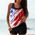 thumbnail image 1 of Xdegoge Tankini Sets for Women Scoop Neck Boy Shorts Two Piece Bathing Suits Sparkle Star Striped Print Tummy Control Slimming Modest Coverage Athletic Beachwear, 1 of 5