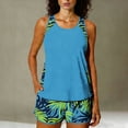 thumbnail image 1 of Xdegoge Tankini Sets for Women Scoop Neck Boyshorts Two Piece Bathing Suits Tropical Palm Print Splice Tummy Control Modest Athletic Swimwear with Pockets, 1 of 7