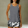 thumbnail image 1 of Xdegoge Tankini Sets for Women Scoop Neck Boyshorts Two Piece Bathing Suits Tropical Palm Print Splice Tummy Control Modest Athletic Swimwear with Pockets, 1 of 7