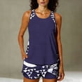 thumbnail image 1 of Xdegoge Tankini Sets for Women Scoop Neck Boyshorts Two Piece Bathing Suits Tropical Palm Print Splice Tummy Control Modest Athletic Swimwear with Pockets, 1 of 7