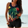 thumbnail image 1 of Xdegoge Tankinis for Women Scoop Neck Flowy Top Boyshorts Bottom Two Piece Swimsuits Smooth Fabric Tropical Palm Leaf Print Tummy Control Beachwear, 1 of 6