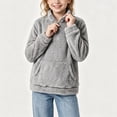 thumbnail image 1 of Xdegoge Teen Girls Fuzzy Fleece Pullover Sweater Quarter Zip Fluffy Sherpa Sweatshirt with Pockets Kids Warm Winter Outwear, Size 14-15, 1 of 6