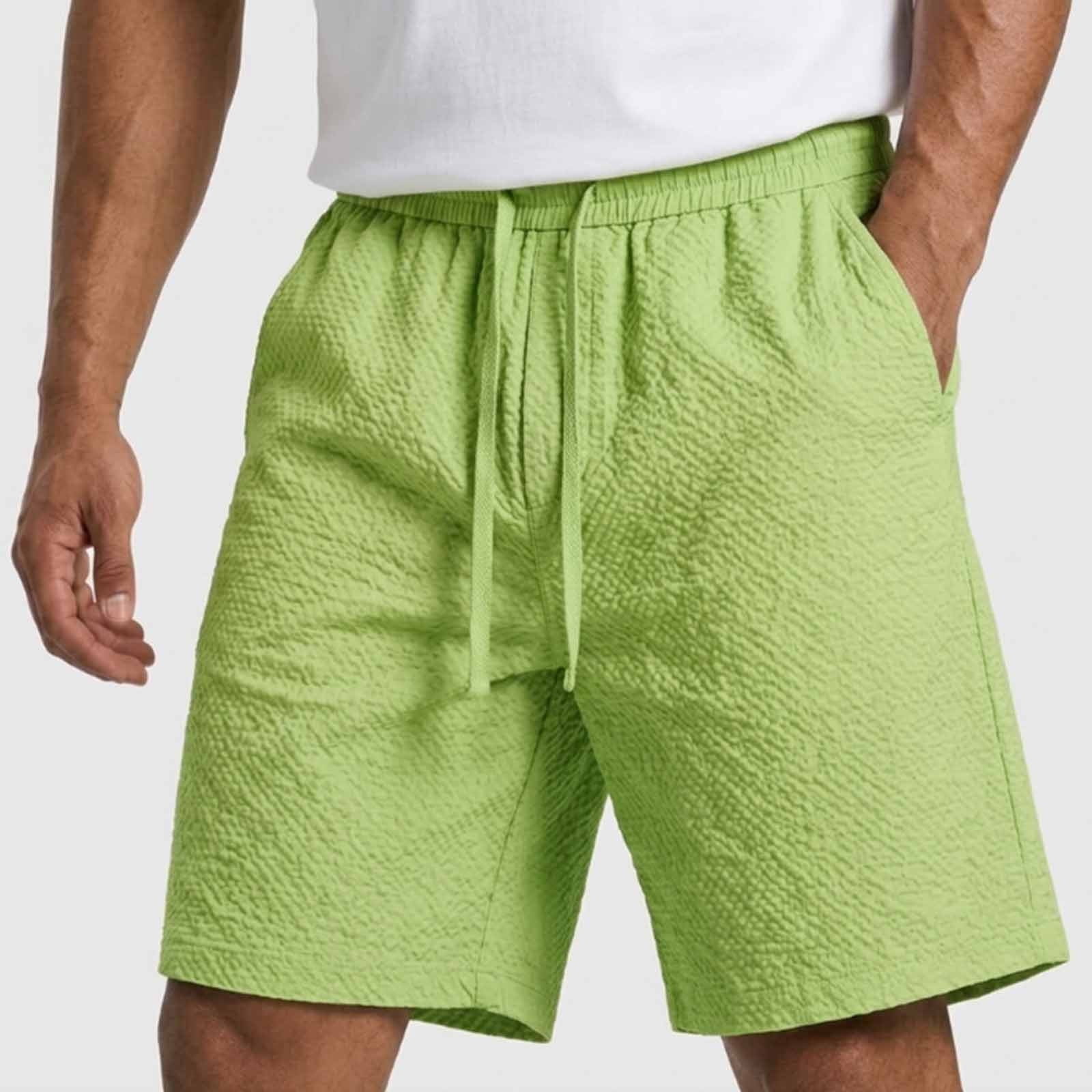 Xdegoge Textured Summer Shorts for Men Elastic Waist Drawstring