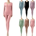 thumbnail image 1 of Xdegoge Thermal Underwear for Women Plus Size Warm Soft Loungewear Crewneck Long Sleeve Top & Long Johns Set Cozy Thickened Stretchy Fitted Sets Fall Winter Solid Color Clothing, 1 of 4
