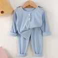 thumbnail image 1 of Xdegoge Toddler Baby Boys Girls Ribbed Clothes Set Long Sleeve Shirts and Elastic Waist Pants 2 Piece Fall Winter Outfits Casual Lounge Pajamas, 1 of 5