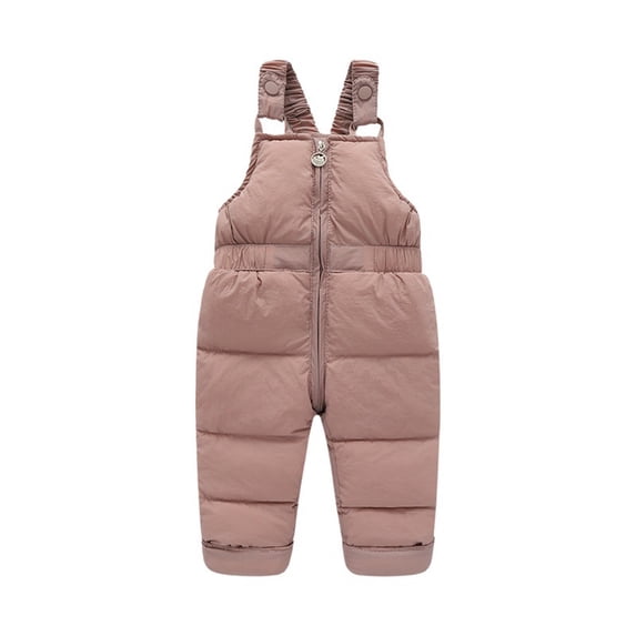 Xdegoge Toddler Baby Boys Girls Winter Snow Bibs Thick Puffer Overalls Quilted Suspender Pants Zip Up Warm Ski Pants Windproof Outdoor Cold Weather Trousers