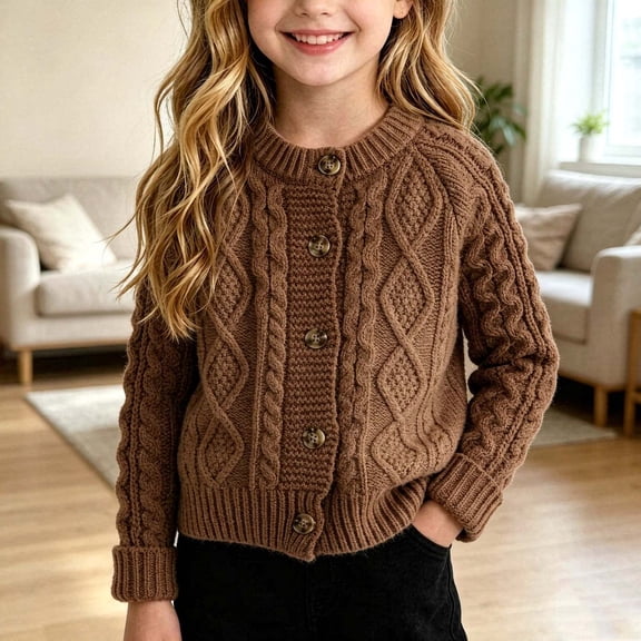 Xdegoge Toddler Baby Chunky Knit Cardigan Button Down Cable Knit Sweater Long Sleeve Warm Winter Fall Outerwear Boys Girls, 0-12M