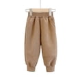 thumbnail image 1 of Xdegoge Toddler Boys Corduroy Jogger Pants Warm Elastic Waist Drawstring Winter Fall Thick Casual Trousers with Pockets Relaxed Fit Sweatpants, 1 of 4