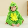thumbnail image 1 of Xdegoge Toddler Boys & Girls 3D Dinosaur Fleece Onesie Costume Romper Elastic Waist Hooded Long Sleeve With Spikes & Tail Design Warm Soft For Kids Playwear Halloween Daily Outfits, 1 of 9