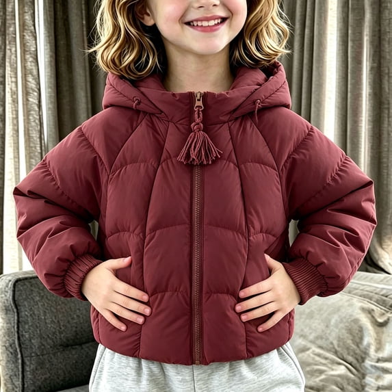Xdegoge Toddler Boys Girls Puffer Jacket Winter Lightweight Quilted Warm Cute Hooded Outerwear Fall Winter Zip Up Snowsuit