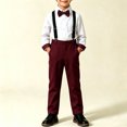thumbnail image 1 of Xdegoge Toddler Boys formal Suit Clothes Set Long Sleeve Button Down Dress Shirt with Bowtie and Suspender Pants Gentleman Outfit for Wedding Party, 1 of 9
