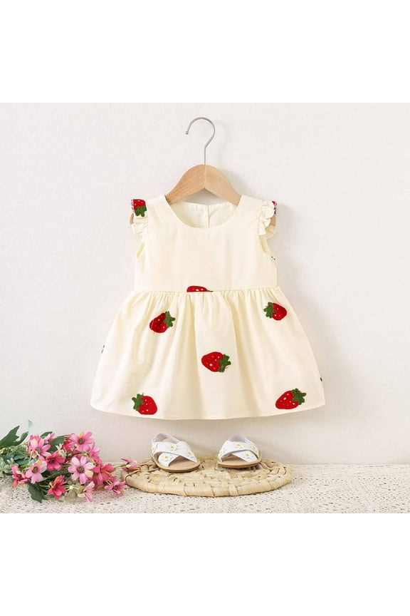 Toddler Floral Dress Summer Puff Short Sleeve Flowy Casual Cute Dresses 18 Months Girl Clothes Beige Newborn Girl Clothes ofertas Del Dia De Hoy Relampago