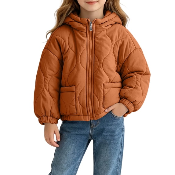 Xdegoge Toddler Girls Quilted Jacket Hooded Lightweight Puffer Coat Zip Up Winter Outerwear Fall Windproof Warm Clothes with Pockets, Size 3-4T