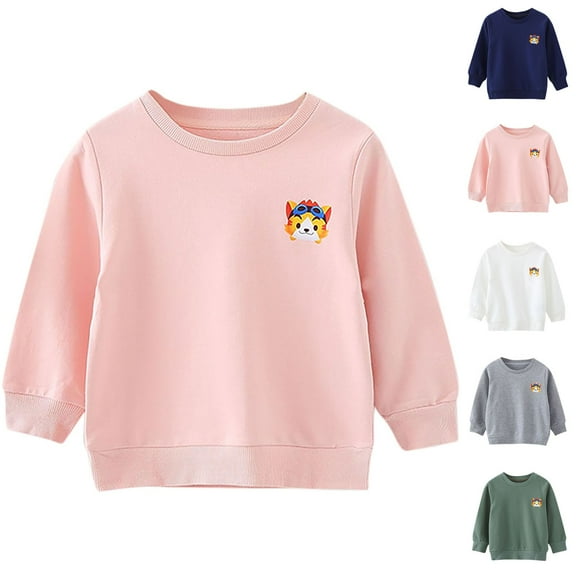Xdegoge Toddler Hoodies Girls 4T Casul Pullover Sweatshirt Cute Print Long Sleeve Crewneck Blouse Shirt Tops Kids Loose Fit Warm Fall Winter Clothes Sudaderas Para NiñOs Pink 4 Years