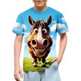 thumbnail image 1 of Xdegoge Toddler Kids 3D Horse Graphic Tees for Boys Girls Funny Smiling Animal T-Shirts Short Sleeve Novelty Casual Summer Tops, Size 4-5T, 1 of 1