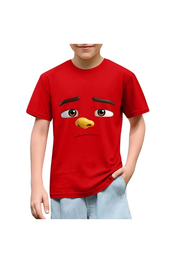 Toddler Little Boys Funny Graphic T Shirts Cute Sad Depressed Face Character Cartoon Emotion Print Short Sleeve Crewneck Soft Lightweight Casual Playwear School Home Daily Basic Tees Tops