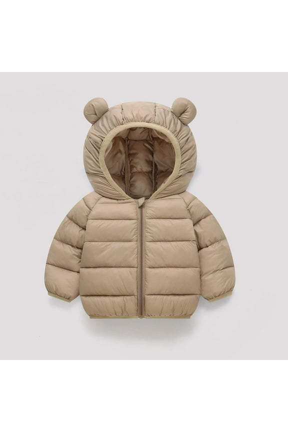 Toddler Puffer Jacket with Bear Ear Hood Cute Packable Kids Lightweight Winter Coats Infant Boys Girls Warm Padded Quilted Down Jackets Zip Up Puffy Coat Outerwear