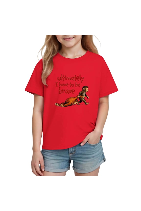 Toddler Punch Shirt Boys Teen Girls Funny Monkey Print Graphic Tees Short Sleeve Crewneck Summer Shirt Breathable Daily Playwear School Holiday Clothing Top