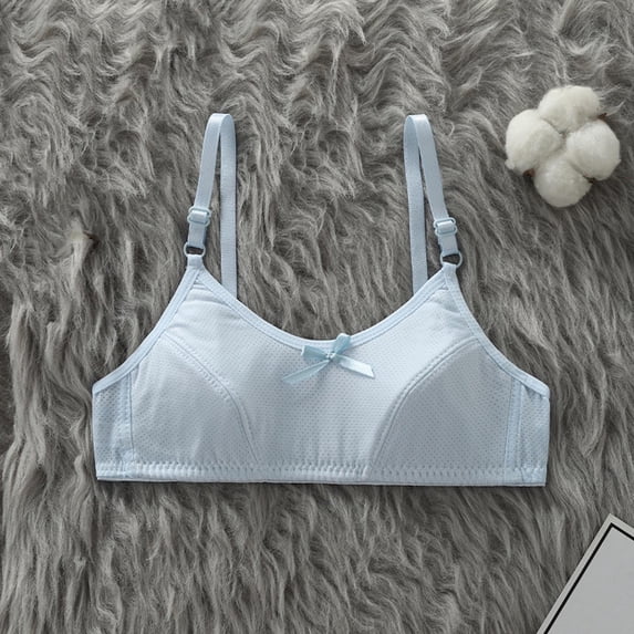 Xdegoge Training Bra for Girls Developmental Stage Bras with Built-In Pads Mesh Breathable Lightweight Brassiere Wireless Solid Color Sport Adjustable Straps Underwear