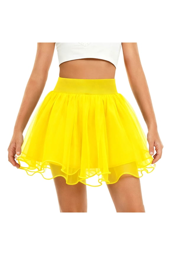 Tulle Layered Skirt for Girls Elastic Waist Mini Skirt Dance Practice Ballet Wear Cute Everyday Fashion Skirt