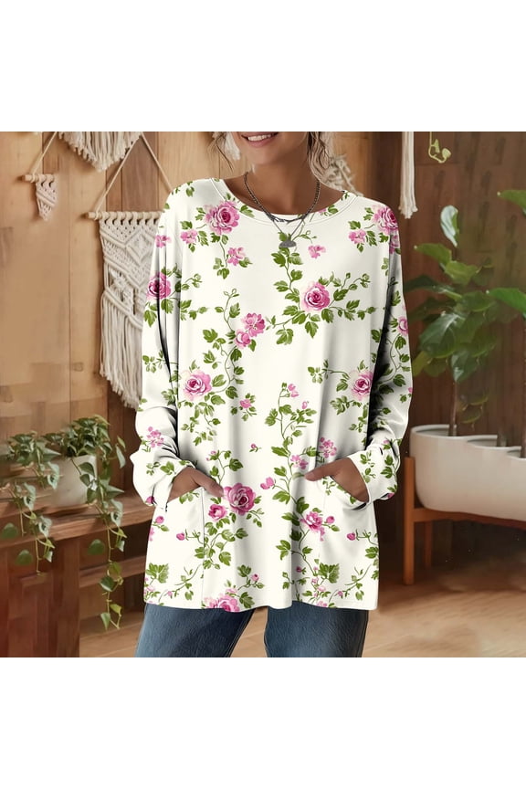 Tunic Top for Women Crewneck Long Sleeve Casual Loungewear Everyday Wear Loose Fit Zebra Animal Striped Pattern With Pockets Lightweight Soft Stretchy Summer Spring Tops
