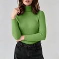 thumbnail image 1 of Xdegoge Turtleneck Tops for Women Long Sleeve Ribbed Knit Slim Fit Casual Basic Mock Neck Clothes Fall Winter Warm Comfy Layering Stretch Soft Sweaters, 1 of 9