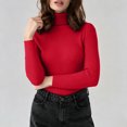 thumbnail image 1 of Xdegoge Turtleneck Tops for Women Long Sleeve Ribbed Knit Slim Fit Casual Basic Mock Neck Clothes Fall Winter Warm Comfy Layering Stretch Soft Sweaters, 1 of 9