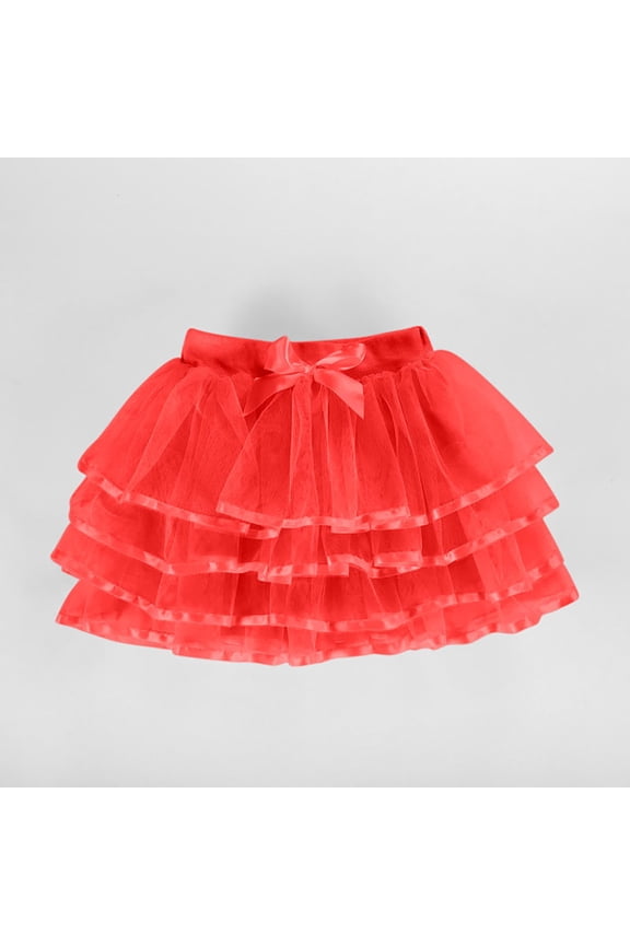 Tutu for Girls 4 Layered Tulle Skirt Fluffy Cute Cake Princess Skirts Elastic Waist Bow Leisure Clothing Dancing Party Costume Back to School Outfits Size 2-13