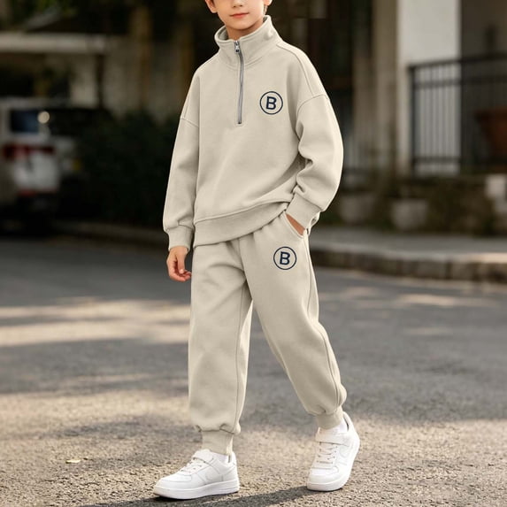 Xdegoge Tween Boys Clothes 2 Piece Outfits Long Sleeve Half Zip Pullover Sweatshirt and Athletic Jogger Sweatpants Set with Pockets Fall Winter Casual Sports Sets