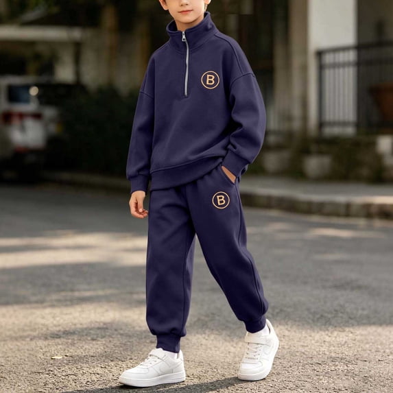 Xdegoge Tween Boys Clothes 2 Piece Outfits Long Sleeve Half Zip Pullover Sweatshirt and Athletic Jogger Sweatpants Set with Pockets Fall Winter Casual Sports Sets