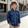 thumbnail image 1 of Xdegoge Tween Boys Corduroy Button Down Shirts Long Sleeve Casual Shacket Jackets with Chest Pockets Fall Winter Outerwear Tops, Size 10, 1 of 7