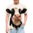 thumbnail image 1 of Xdegoge Tween Boys Girls Funny 3D Winking Cow Shirts Kids Novelty Animal Graphic Tees Short Sleeve Crewneck Casual Summer Tops, Size 9-10, 1 of 8
