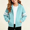 thumbnail image 1 of Xdegoge Tween Boys Zip Up Hoodie Athletic Track Jacket with Striped Sleeves Kids Casual Sports Sweatshirts for Running Active Everyday Wear, Size 9-10, 1 of 7