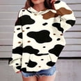 thumbnail image 1 of Xdegoge Tween Girls Cute Cow Print Pullover Hoodie Black Brown Spot Graphic Sweatshirt Casual Long Sleeve Fall Tops for Kids, Size 11-12, 1 of 6