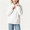 thumbnail image 1 of Xdegoge Tween Girls Fuzzy Fleece Pullover Sweater Quarter Zip Fluffy Sherpa Sweatshirt with Pockets Kids Warm Winter Outwear, Size 11-12, 1 of 1