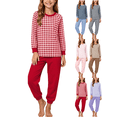 thumbnail image 1 of Xdegoge Tween Girls Pajamas Sets 2 Piece Lounge Soft Long Sleeve Plaid Checkered Top and Jogger Pants Matching Set Comfy Daily Sleepwear Pjs, 1 of 5