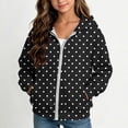 thumbnail image 1 of Xdegoge Tween Girls Polka Dot Zip Up Hoodie Long Sleeve Black Jacket with Pockets Casual Fall Winter Outerwear Sweatshirts, Size 9-10, 1 of 7