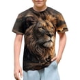 thumbnail image 1 of Xdegoge Tween Kids 3D Lion Graphic T-Shirts Boys Girls Cool Animal Print Short Sleeve Tees Crewneck Novelty Summer Casual Tops Pullover, Size 9-10, 1 of 8