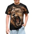 thumbnail image 1 of Xdegoge Tween Kids Cool 3D Lion Animal Shirts for Boys Girls Short Sleeve Novelty Graphic Tees Summer Casual Crewneck Everyday Tops, Size 11-12, 1 of 5