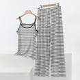 thumbnail image 1 of Xdegoge Two Piece Outfits for Women Spaghetti Strap Sleeveless Cami Top and Wide Leg Pants Set Casual Lounge Sleepwear Striped Pattern Soft Summer Pajamas, 1 of 5