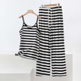 thumbnail image 1 of Xdegoge Two Piece Outfits for Women Spaghetti Strap Sleeveless Cami Top and Wide Leg Pants Set Casual Lounge Sleepwear Striped Pattern Stretchy Summer Pajamas, 1 of 5