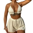 thumbnail image 1 of Xdegoge Two Piece Swimsuit for Women Ruffled Halter Top with Drawstring Shorts, Flowy Cover Up Style Beach, Pool & Summer Holidays, 1 of 3