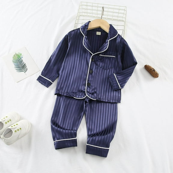 Xdegoge Umeyda Girls & Boys Satin Pajamas Set, 2 Pieces Silky Pjs Long Sleeve and Pants Sleepwear for Mom Kids and Boys 1-5 Years Casual Loungwear Clothes Daily Pijamas Para NiñOs