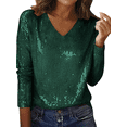 thumbnail image 1 of Xdegoge V Neck Sequin Tops for Women Long Sleeve Sparkly Blouse Dressy Casual Loose Night Going Out Top New Years Eve Shirt Cocktail Holiday Party Shirts, 1 of 6