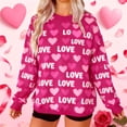 thumbnail image 1 of Xdegoge Valentine's Day Sweatshirt Women Love Heart Print Tops Long Sleeve Holiday Fashion Outfit Soft Oversized Crewneck Couples Matching Sweatshirts, 1 of 9